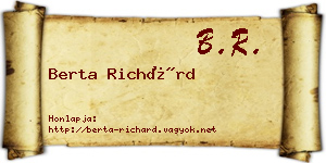 Berta Richárd névjegykártya