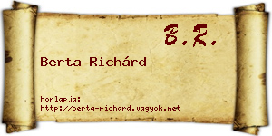 Berta Richárd névjegykártya